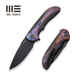 Nóż składany WE Knife Equivik Black/Flamed Titanium, Black Stonewashed CPM 20CV (WE23020-2)
