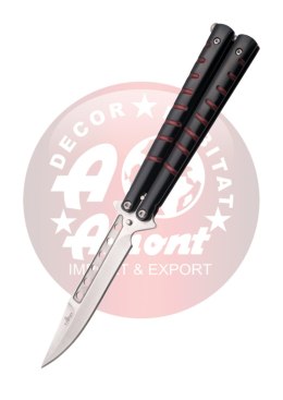 Nóż motylkowy Third Decor Habitat Balisong Black/Red Stainless Steel, Satin 420 (16071R)