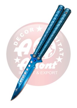 Nóż składany motylek Third Balisong Blue Titanium Stainles Steel, Blue Titanium (16071A)