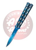 Nóż motylkowy Third Decor Habitat Balisong Blue Titanium Stainless Steel, Blue Titanium (10967A)