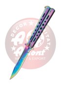 Nóż motylkowy Third Decor Habitat Balisong Rainbow Stainless Steel, Rainbow 420 (K2099)