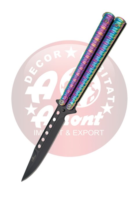 Nóż motylkowy Third Decor Habitat Balisong Rainbow Stainless Steel, Black (16071N)