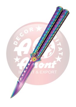 Nóż motylkowy Third Decor Habitat Balisong Rainbow Stainless Steel, Rainbow 420 (16071W)