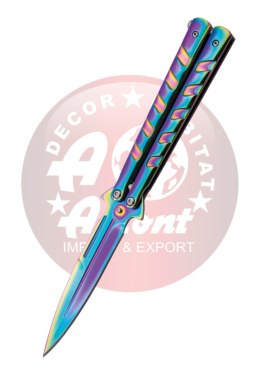 Nóż motylkowy Third Decor Habitat Balisong Rainbow Stainless Steel, Rainbow 420 (16100W)