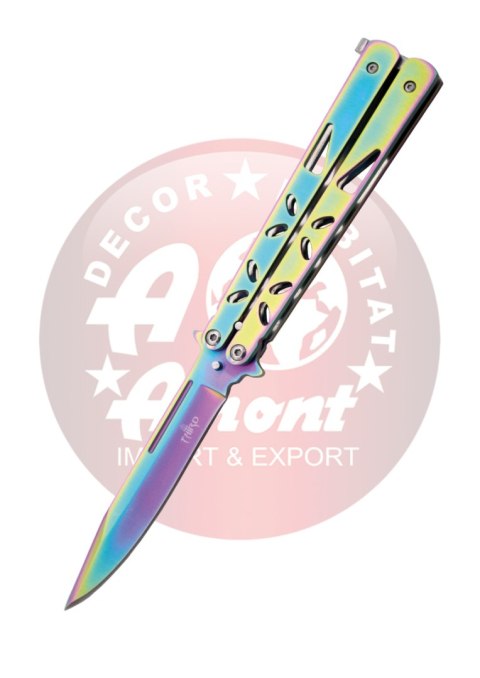 Nóż motylkowy Third Decor Habitat Balisong Rainbow Stainless Steel, Rainbow 420 (K2450)