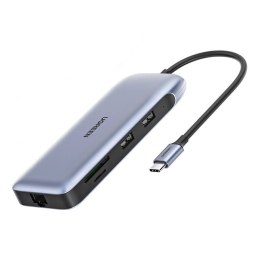 Adapter UGREEN 9w1 70301 Hub USB-C do HDMI, DP, VGA, 2xUSB3.0, RJ45, SD/TF, PD(szary)