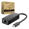 Adapter zewnętrzny Ethernet RJ45 do USB-C męski UGREEN 30287, 10/100 Mbps (czarny)