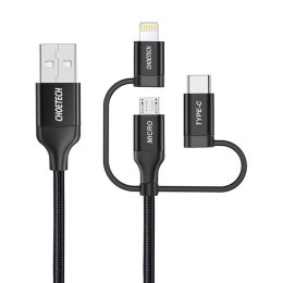 Kabel ładowania Choetech IP0030, MFi 3w1, USB-A/Lightning/ Micro USB/USB-C, 5V, 1,2m (czarny)