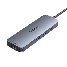 Adapter Hub MOKiN 8w1 USB-C do 2x 4K 60Hz HDMI + USB-C + 3x USB 3.0 + SD + Micro SD (srebrny)