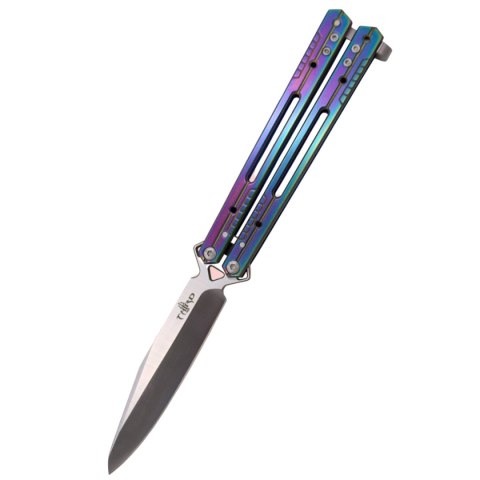 Nóż motylkowy Third Decor Habitat Balisong Rainbow Titanium Stainless Steel, Satin 420 (K2920W)