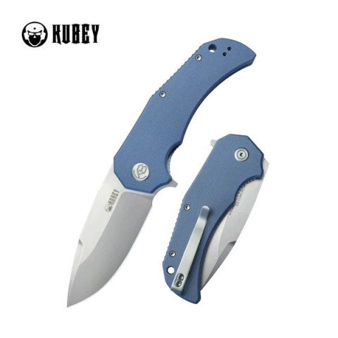 Nóż składany Kubey Bravo One Drop Point Blue G10, Bead Blasted AUS-10 by MIKKEL WILLUMSEN (KU319A)