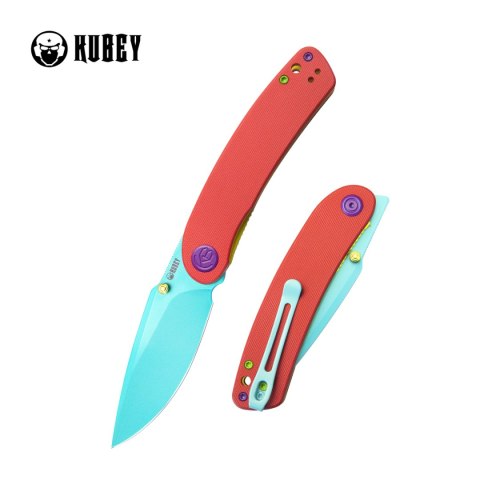 Nóż składany Kubey Momentum Red G10, Green Coated AUS-10 by Sherif Manganas (KU344L)