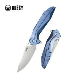 Nóż składany Kubey Nova Blue Titanium, Bead Blasted 14C28N (KB235C)