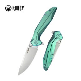 Nóż składany Kubey Nova Green Titanium, Bead Blasted 14C28N (KB235H)