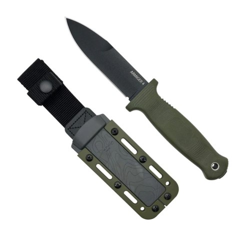 Nóż Demko Armiger 4 Spear Point OD Green Thermal Plastic Rubber, Black Powder Coated 80CrV2 by Andrew Demko (ARM4-80CrV2-OD-SPR)