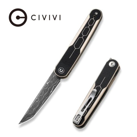 Nóż składany Civivi KwaiQ Ivory/Black G10, Damascus by Rafal Brzeski (C23015-DS1)