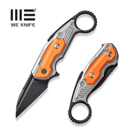 Nóż składany WeKnife Yardbird Gray Titanium/Orange G10, Black Stonewashed CPM 20CV by Maciej Torbé (WE22021-1)