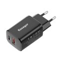 Ładowarka USB-C+USB-A 30W Essager PD+QC (czarna)