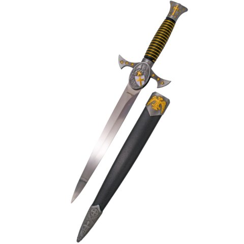 Sztylet templariuszy Decor Habitat Templar Dagger, Black/Gold ABS, Satin (S0298)