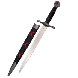 Nóż Third Templar Dagger, Black/Red Plastic, Satin Stainless Steel (AM-10762)