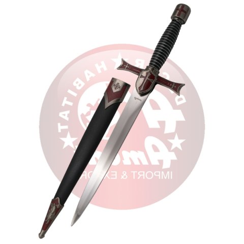 Sztylet templariuszy Decor Habitat Templar Dagger Burgundy/Black/Silver Steel, Satin (S3319)