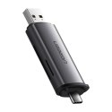 Adapter USB + USB-C UGREEN 	CM185 czytnik kart SD + microSD (szary)