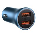 Ładowarka samochodowa Baseus Golden Contactor Pro, 2x USB, 40W (niebieska)