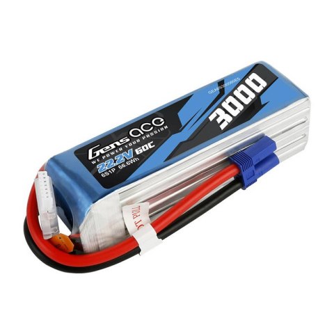 Akumulator Gens ace 3000mAh 22.2V 60C 6S1P Lipo z konektorem EC5 plug