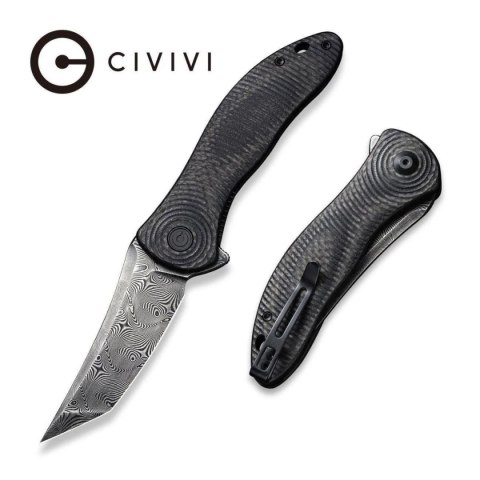 Nóż Civivi Synergy3 Black G10/Twill Carbon Fiber, Black Hand Rubbed Damascus by Jim O'Young (C20075B-DS1)