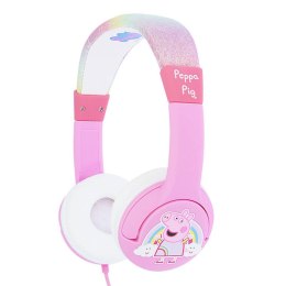 Słuchawki przewodowe dla dzieci OTL Świnka Peppa z tęczą i brokatem (różowe)