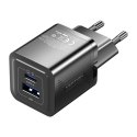 Ładowarka sieciowa, Vention, FEQB0-EU, USB-C, USB- A, 30W/30W, GaN (czarna)