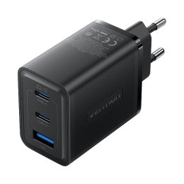 Ładowarka sieciowa, Vention, FERB0-EU, 2xUSB-C, USB- A, 65W/65W/30W, GaN (czarna)