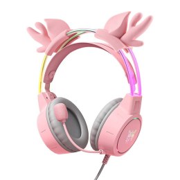 Słuchawki gamingowe ONIKUMA X15Pro Różowe/Jelenie rogi
