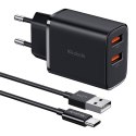 Ładowarka sieciowa Mcdodo CH-5072 USB-A*2, 12W + kabel USB-A do USB-C (czarna)