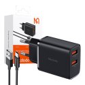 Ładowarka sieciowa Mcdodo CH-5072 USB-A*2, 12W + kabel USB-A do USB-C (czarna)