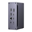 Stacja dokująca Ugreen U710, 2x Thunderbolt 4, DisplayPort 8K 30Hz, 4x USB, USB-C, RJ45, SD/TF, AUX, PD 90W (szara)