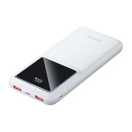 Powerbank, Vention, FHKW0, 10000mAh, Micro-USB, USB-C, 2xUSB-A, 22.5W (biały)