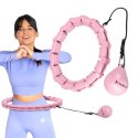 ZESTAW HULA HOP HHW02 LIGHT PINK Z WYPUSTKAMI I OBCIĄŻNIKIEM HMS + PAS BR163 BLACK PLUS SIZE