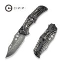 Nóż CIVIVI Biophase Button Lock 3.48" Damascus, rękojeść z włókna węglowego