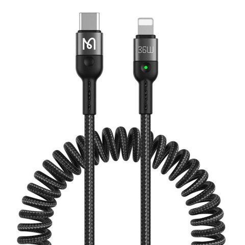 Sprężynowy kabel USB-C do Lightning Mcdodo CA-1960, 36W, 1.8m (czarny)