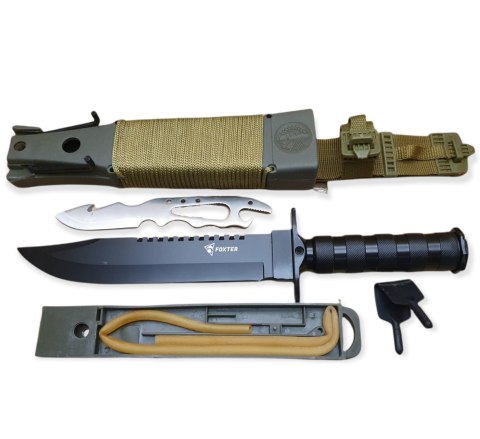 FOXTER® NÓŻ TAKTYCZNY ZESTAW SURVIVALOWY NÓŻ 35,5CM + RZUTKA