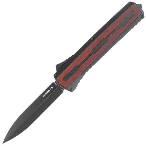 Nóż automatyczny OTF Tekto A7 Zastava D/E Black Aluminium/Red Wood, Black CPM S35VN