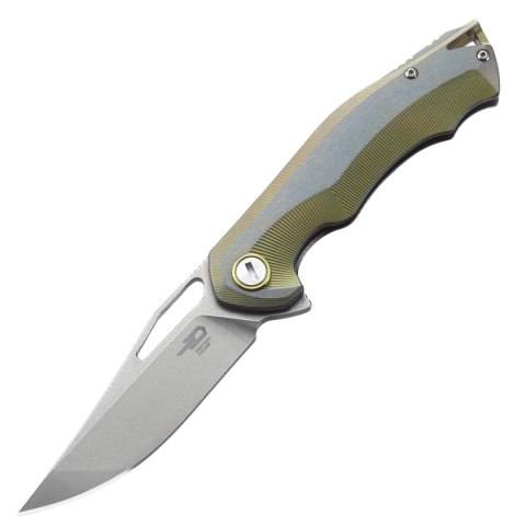 Nóż składany Bestech Tercel Retro Gold/Gray Titanium, Stonewashed CPM S35VN (BT1708A)