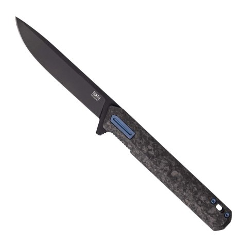 Nóż składany Tekto F2 Bravo Black Forged Carbon Fiber, Blue HW/Clip, Black D2