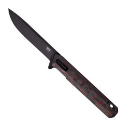 Nóż składany Tekto F2 Bravo Black/Red Forged Ember Carbon, Black HW/Clip, Black D2