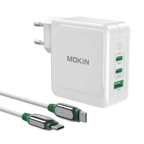 Ładowarka sieciowa MOKiN PD140W GaN 2xUSB-C 1xUSB-A (biała)