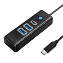 Orico Hub USB-C to 2x USB 3.0 + USB-C, 5 Gbps, 0.15m (Black)