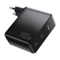 Ładowarka sieciowa, Essager, ECT2CA-MQB01-Z, 2xUSB-C, USB-A, 140W (czarna)