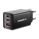 Ładowarka sieciowa, Essager, ECTAC-KSB01-Z, GaN, 2xUSB-C, USB-A, 67W (czarna)