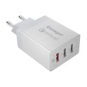 Ładowarka sieciowa, Essager, ECTQC3-FBB02, 3xUSB, 30W (biała)